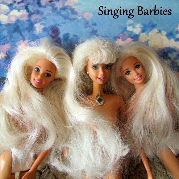 3 SINGING BARBIE DOLLS w GORGEOUS WHITE PLATINUM HAIR, JUST NEED BATTERIES, VINT - Picture 1 of 5